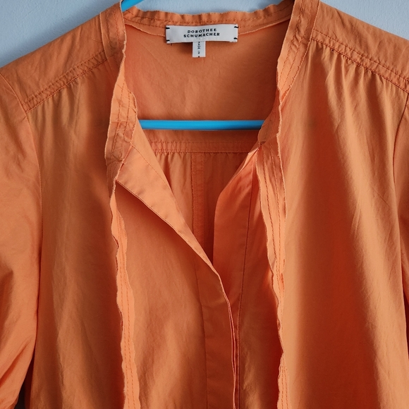 Dorothee Schumacher Sz 1 Tiered Poplin Dress Tie Neck Pockets - Picture 6 of 9